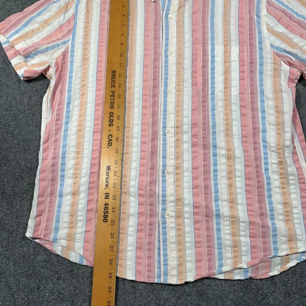 J. Crew Slim Seersucker Button Down Shirt Mens XL Striped Multi Color Beach Prep